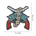 Western style cowboy revolver flower embroidery patch for clothes repair and decoration. - Cross Revolver (DW9282-1)