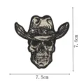 Écusson brodé crâne chapeau de cowboy, badge en tissu gothique pour vêtements. - Style 2 (Colle Thermocollante)