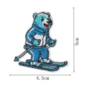 Cute blue skiing bear embroidered cloth patch for DIY jacket bag clothing decoration, 5x4.5cm - Skiing Polar Bear (9277-7)