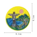 Round embroidered patch of Rio de Janeiro Christ the Redeemer landmark, iron on badge 6.1cm - Landmark Style (DW9256-4)