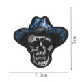 Détail du patch brodé tête de mort chapeau de cowboy, idéal pour vêtements et accessoires. - Style 4 (Colle Thermocollante)
