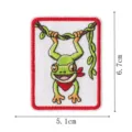 Parche bordado de rana de árbol de dibujos animados, diseño de vid, insignia de tela borde rojo. - Rana de Árbol Colgante con Marco Rojo (HY9269-3)