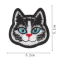 Black and white cat embroidery patch with blue eyes, iron on fabric repair applique for clothes. - Style 7