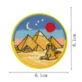Details of the Egypt pyramids and sphinx embroidered patch, iron-on travel souvenir badge. - Landmark Style (DW9256-6)