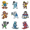 Cute cartoon animal embroidery patches iron on cute sports patches for clothes and bags - 9 Pieces/Set
