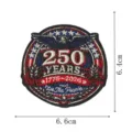 Detailed view of the 250th anniversary embroidered patch featuring patriotic US flag and eagle elements. - DW9812-41