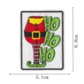 Christmas elf legs embroidered patch detail, festive red and green fabric badge for apparel decor. - DW9813-9