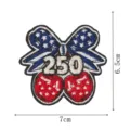 US flag 250th anniversary bow cherry embroidered patch, DIY iron-on badge, size 7x6.5cm detail view. - DW9812-42