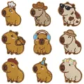 Cute capybara embroidered patches iron on badges for DIY clothing jacket backpack decoration - Set of 9