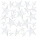 White star embroidered patch set, assorted sizes, perfect for clothing and cap DIY decoration. - Set of 24