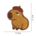 Capybara embroidery cloth patch with beret design, cute iron-on badge for clothes decoration. - Style 2 (DW9237-2)