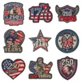 Set de patchs brodés 250 ans indépendance USA, écusson tactique drapeau américain aigle - Ensemble de 9 Pièces