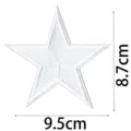 White embroidered star patch detail, garment accessory badge, clothing DIY decoration repair. - 8.7x9.5cm