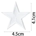 White embroidered five-pointed star patch garment accessory badge detail shown here. - 4.1x4.5cm