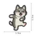 Close-up of cute husky embroidered patch, detailed stitching and grey dog design for DIY crafts. - Husky / Hot Melt Adhesive