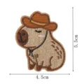 Süßes Capybara mit Cowboyhut besticktes Bügelbild Aufnäher für Kleidung Dekoration - Stil 5 (DW9237-5)
