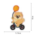 Cute Pomeranian dog embroidery patch iron on badge DIY clothing backpack decoration 3.6x6cm - Pomeranian Cycling / Hot Melt Adhesive