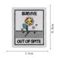 Detailed view of cute embroidered patch with funny survival flower design, premium fabric badge. - Floral Slogan Style (DW9118-6)