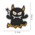 Close-up detail view of a black ghost embroidered patch with yellow horns for Halloween decoration. - Little Devil (DW9174-9)