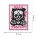 Embroidered skull patch humorous stay positive badge DIY clothing decorative accessory appliques - Skull Slogan Style (DW9118-12)
