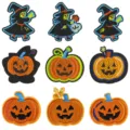 Halloween witch pumpkin embroidered patches set, cartoon cute ghost and jack-o-lantern badges. - DW9176 Set of 9