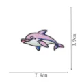 Niedlicher rosa blauer Delfin Stickerei Aufnäher Bügelbild DIY Zubehör 7.9x3.9cm - Cartoon Delfin Stil (DW9154-4)