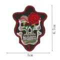 Ecusson brode tete de mort de motard avec rose rouge, detail accessorio de vetement. - Crâne Rose Rouge (DW9168-7)