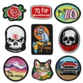Set de patches brodés punk, crânes et chats écussons thermocollants pour vêtements chaussures. - DW9087 Ensemble de 9