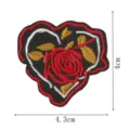 Patch brodé coeur rose rouge badge tissu punk motard accessoire vêtement déco 4cm - Cœur Rose Rouge (DW9168-11)
