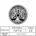 Detalle del parche bordado redondo con diseño de árbol de la vida celta, termoadhesivo. - DW9013-2