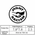 Runder bestickter Fight Racism Aufnäher Stoff Abzeichen, 7.8x7.8cm, zum Aufbügeln oder Aufnähen. - DW9013-4