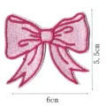 Pink bow embroidery patch for clothing bags and hats decoration, cute fabric patch 6x5.5cm. - Style 3