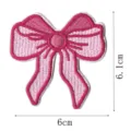 Pink bow embroidery patch detail shot, showing delicate stitching texture and accurate size 6x6.1cm. - Style 6