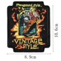 Patch brodé tête de mort punk avec motif de flammes, badge de style vintage pour vêtements. - Style DW9058-5