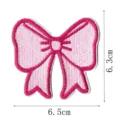 Pink embroidered bow patch for clothing, bags and hats decoration with clear size details. - Style 8
