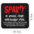 Patch en tissu brodé style punk avec texte rouge Sparty et design cool. Dimensions 10.5x9.5 cm. - Style DW9058-3