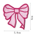 Pink bow embroidered patch, detailed fabric applique for clothing, bags and hat decor. - Style 9
