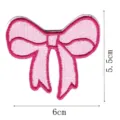 Pink bow embroidery patch cute apparel clothing bag hat DIY decorative patch 6x5.5cm - Style 12