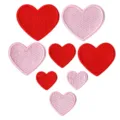Embroidered heart patches iron-on appliques red pink cloth stickers for DIY clothing bags hats - Heart Patch Set (DW9064一套)