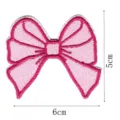 Pink bow embroidery patch for clothing bags and hats decorative DIY accessories 5x6cm - Style 18