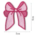 Pink bow embroidery patch, fabric applique for clothes, bags and hats decoration. - Style 20