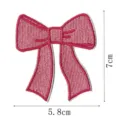 Pink bow embroidery patch, fabric decorative applique with clear size details for clothes. - Style 22