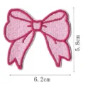 Pink bow embroidered patch for clothing decoration, cute DIY fabric badge accessory. - Style 19