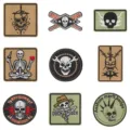 Lot de 9 écussons brodés tête de mort squelette patchs tactiques militaires pour vêtements. - Ensemble de 9 Pièces (DW9809B)