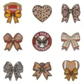 Football leopard bow embroidery patches DIY decorative iron-on clothing badge applique. - Complete Nine Pieces Set Style (DW9807A9pcs)