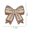 Brown and beige football pattern bow embroidery patch for clothing decoration details. - DW9807-2