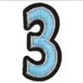 Embroidered number 3 patch fabric sticker detail, iron-on DIY apparel accessory. - Style 3