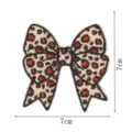 Leopard print bow embroidery patch detail view, 7x7cm decorative DIY clothing badge. - DW9807-3