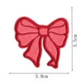 Parche de tela bordado con lazo rosa y borde rojo, medida 5,9x5,5cm para decorar ropa. - 5.9x5.5cm