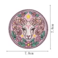 Retro aesthetic Aries constellation embroidery patch dreamy pink round badge DIY iron on - Aries